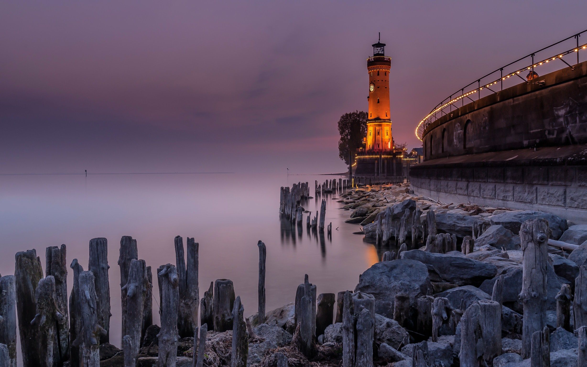 2456x1536 Wallpaper sea, lighthouse, landscape, Germany, Bavaria, Lindau on lake Constance for mobile and desktop, section пейзажи, resolution 2456x1536