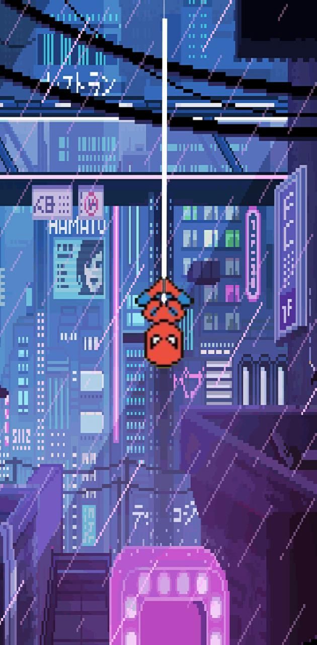630x1280 Spiderman pixel art wallpaper