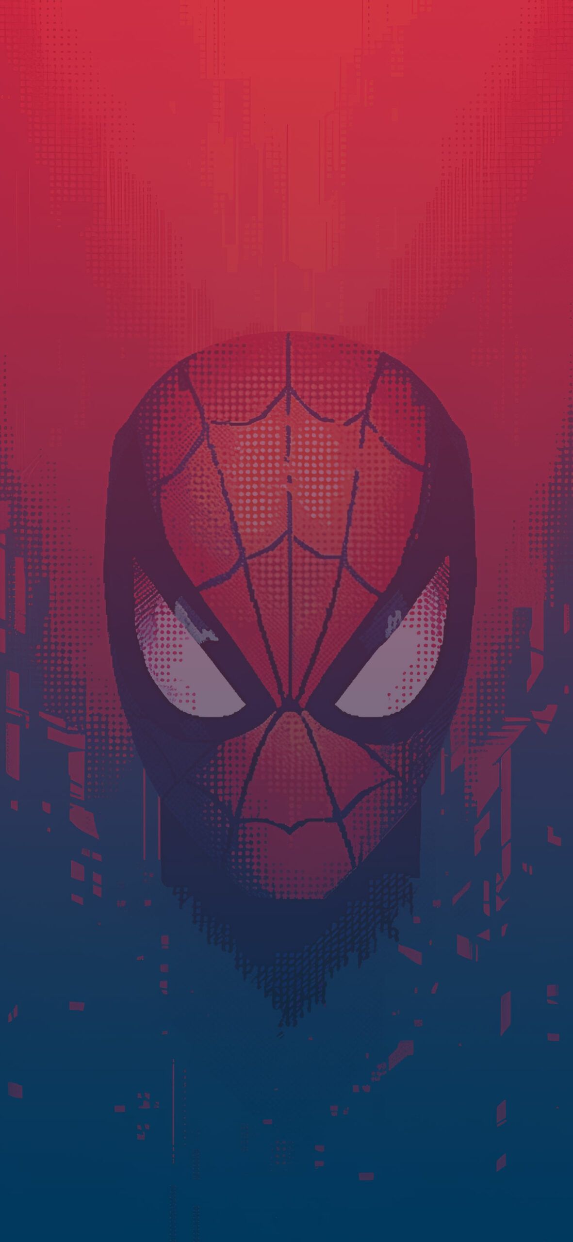 1181x2560 Spider Man Pixel Head Pattern Wallpaper