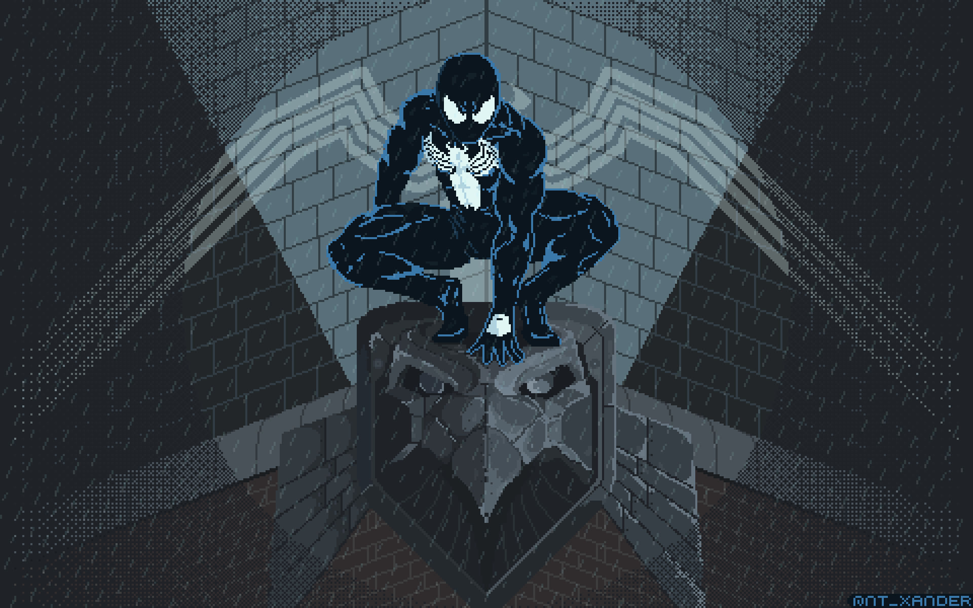 1920x1200 I drew a pixelart Symbiote Spiderman