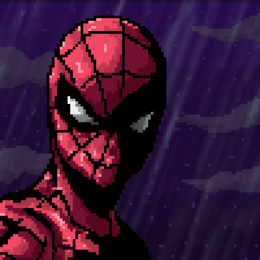 1000x1000 pixel art spider man gif