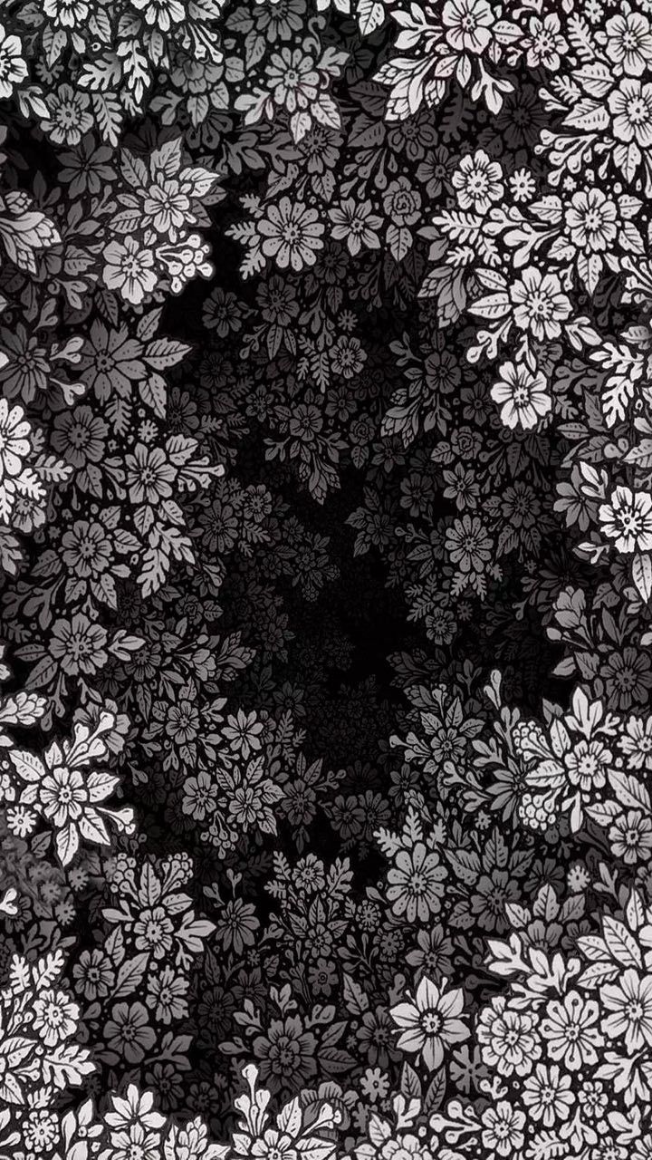 720x1280 Gothic Wallpaper with Black and White Floral Pattern. Black tapestry wallpaper, Blackwork wallpaper, Dark fantasy