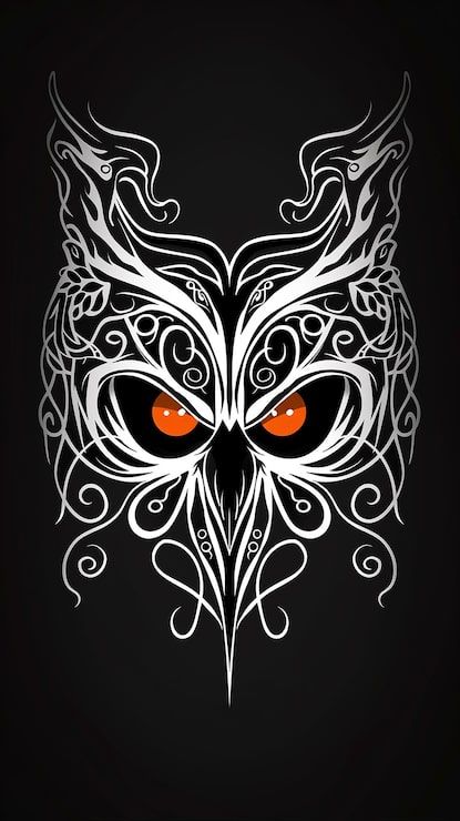 415x740 Owl Face Blackwork Tattoo Photo Free High Quality Picture