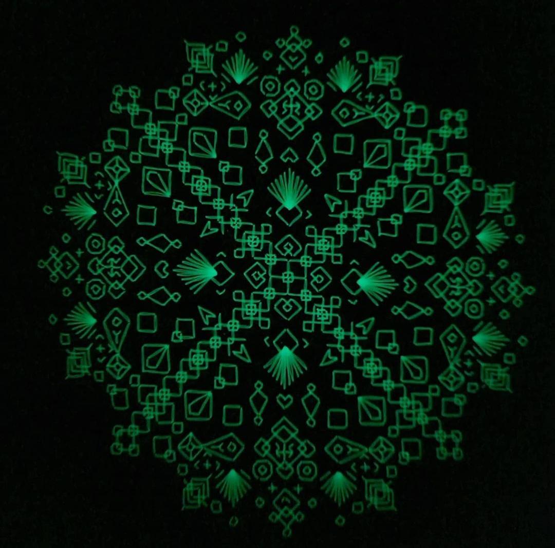 1080x1067 Some glow in the dark blackwork! No pattern I free hand it
