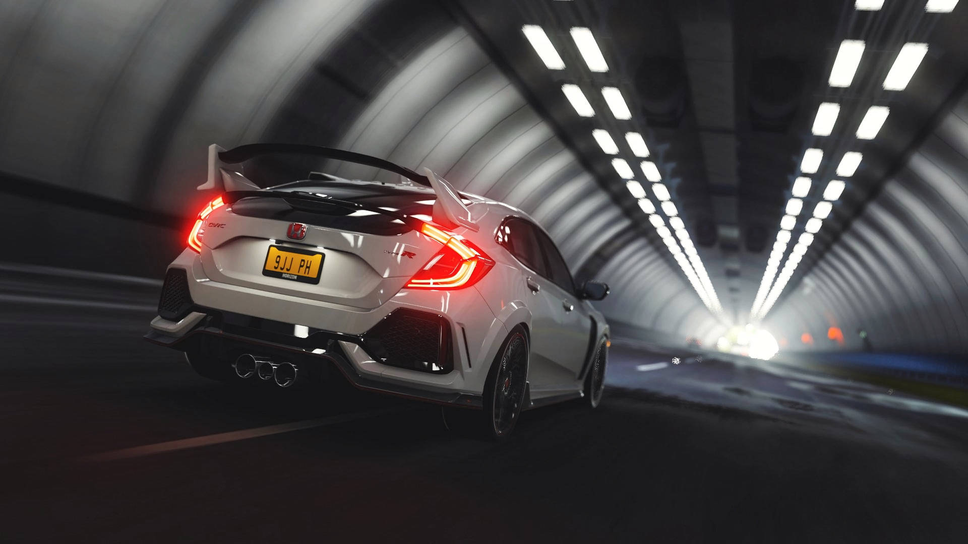 1920x1080 White 4k Honda Civic In Tunnel Wallpaper