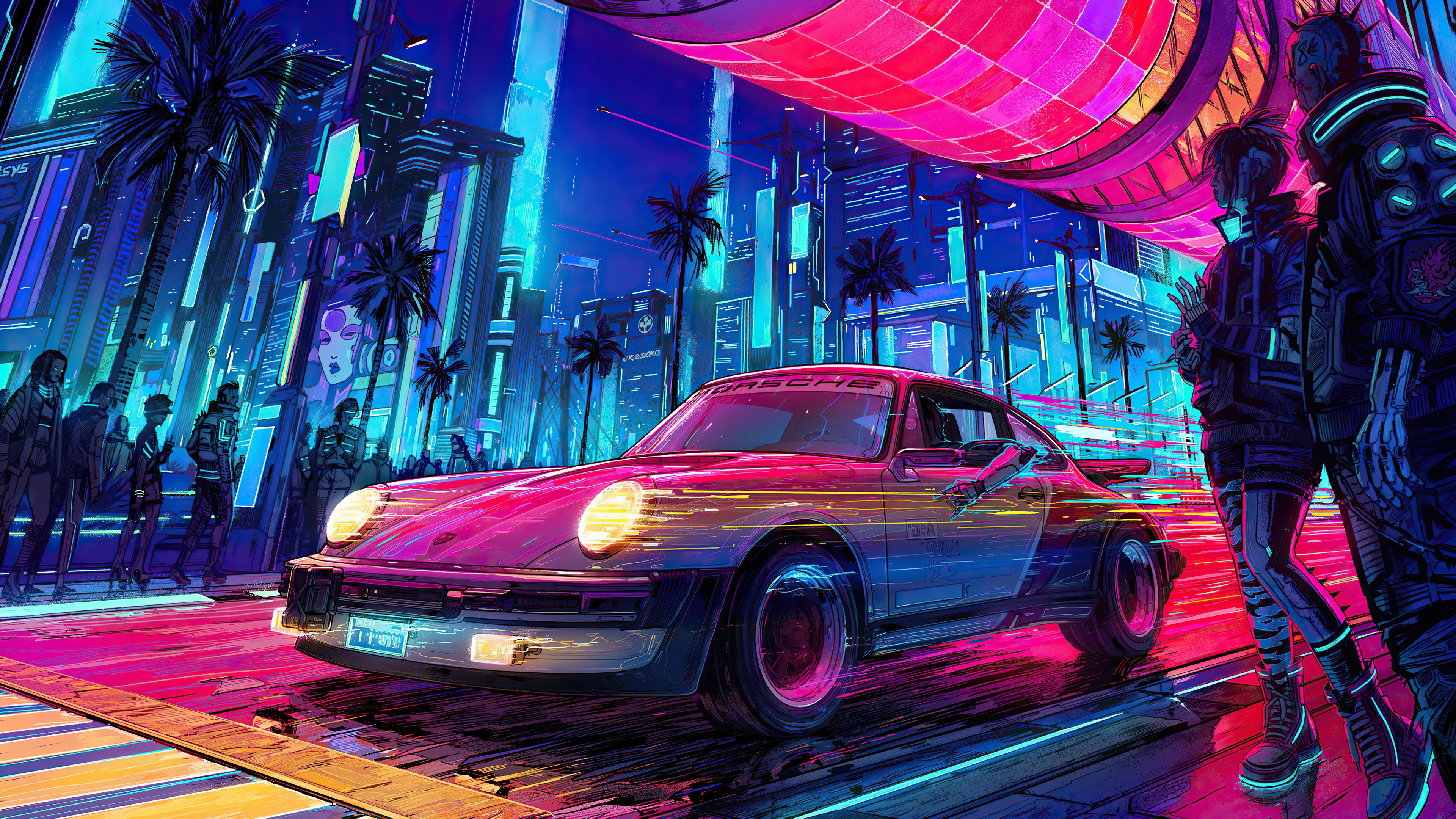 3840x2160 Car Porsche 4K HD Cyberpunk 2077 Wallpaper