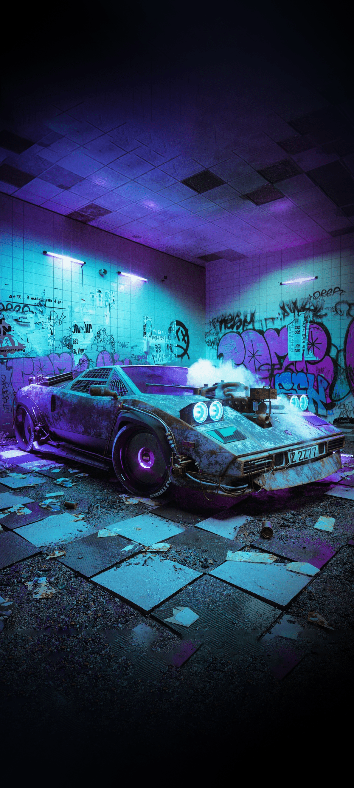 1188x2640 HD Cyberpunk Car Wallpaper Phone