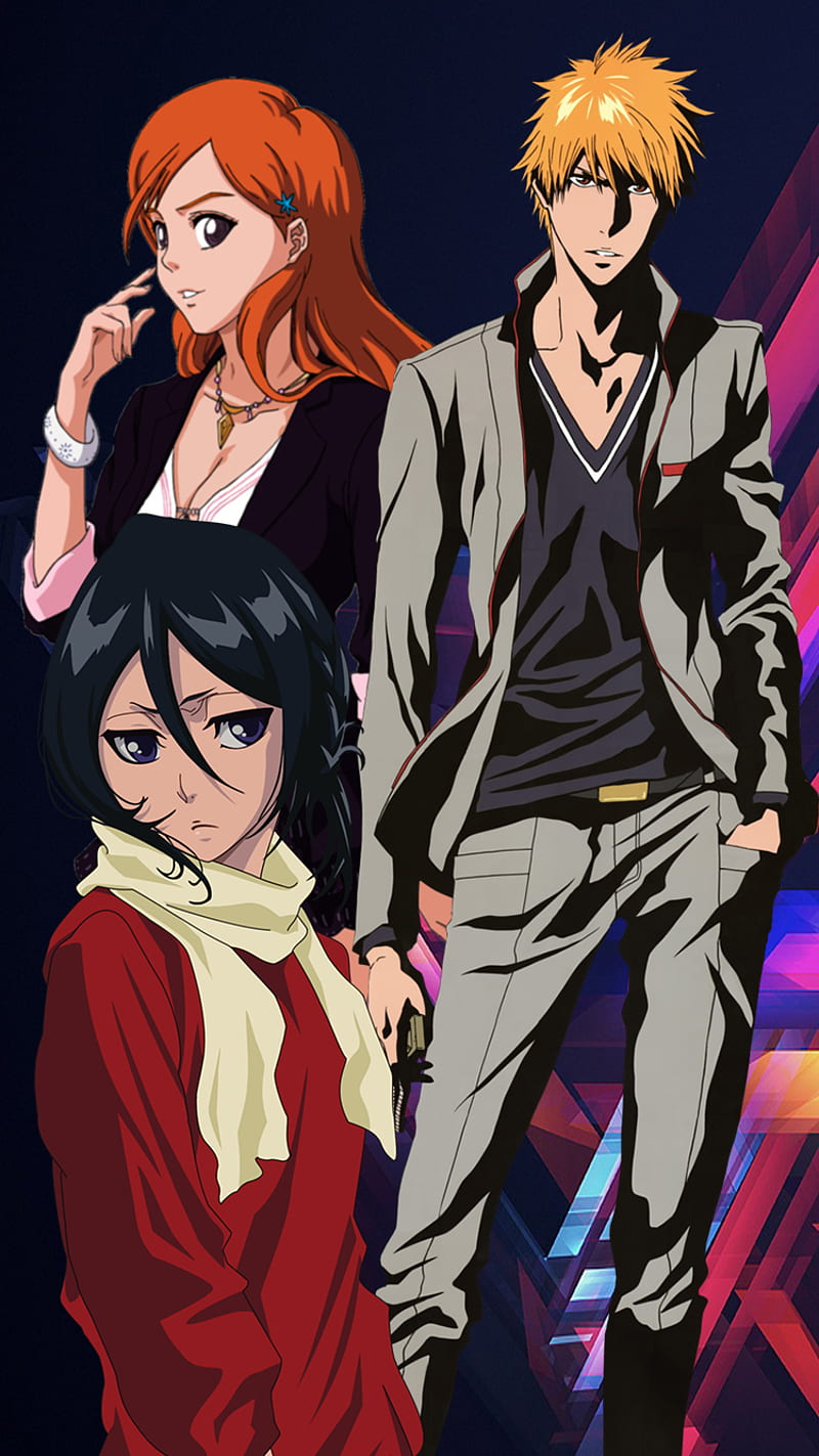 800x1423 Ichigo Orihime Rukia, anime, bleach, ichigo, HD phone wallpaper