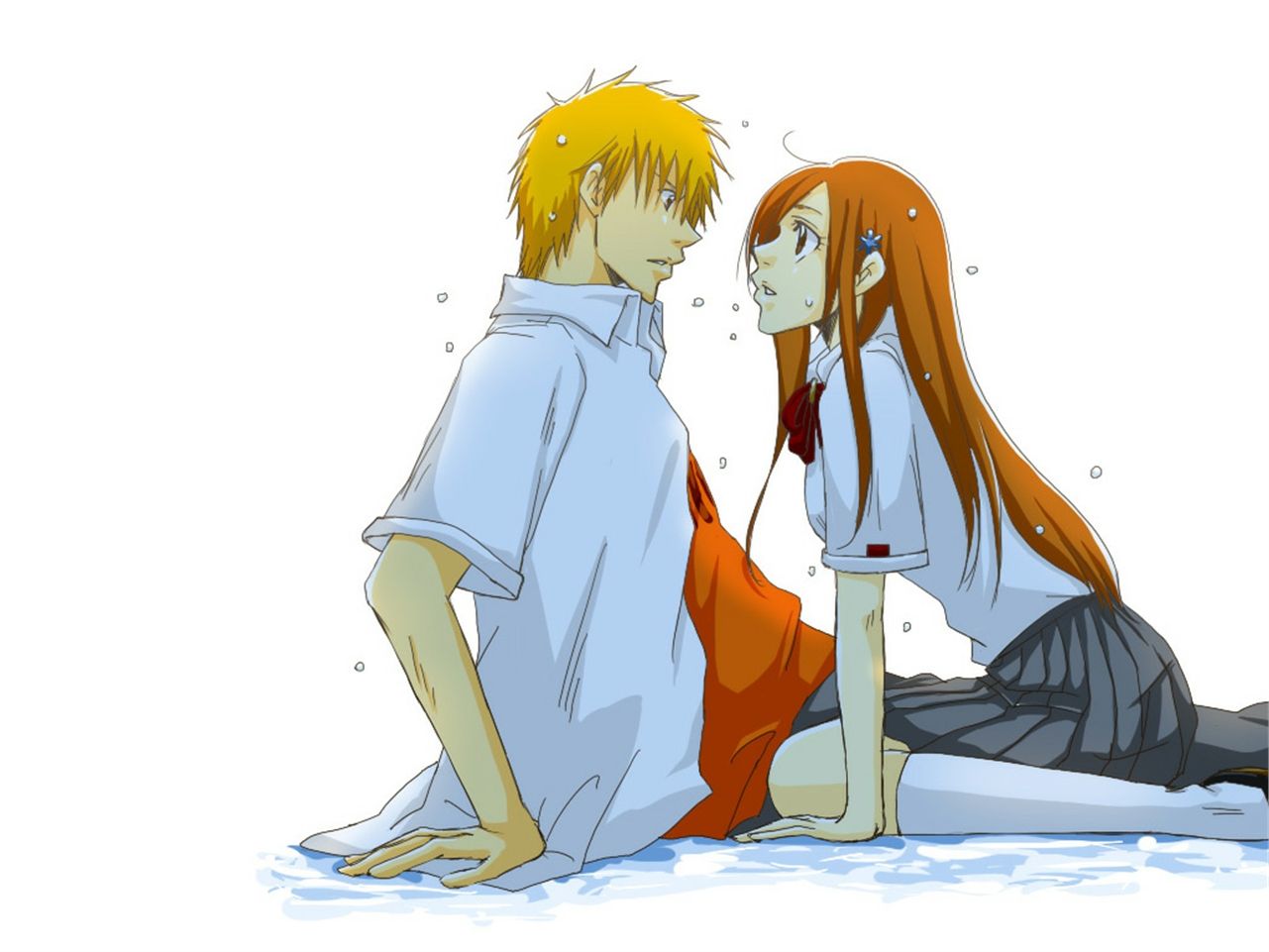 1281x961 Phone wallpaper: Anime, Bleach, Ichigo Kurosaki, Orihime Inoue 1492969