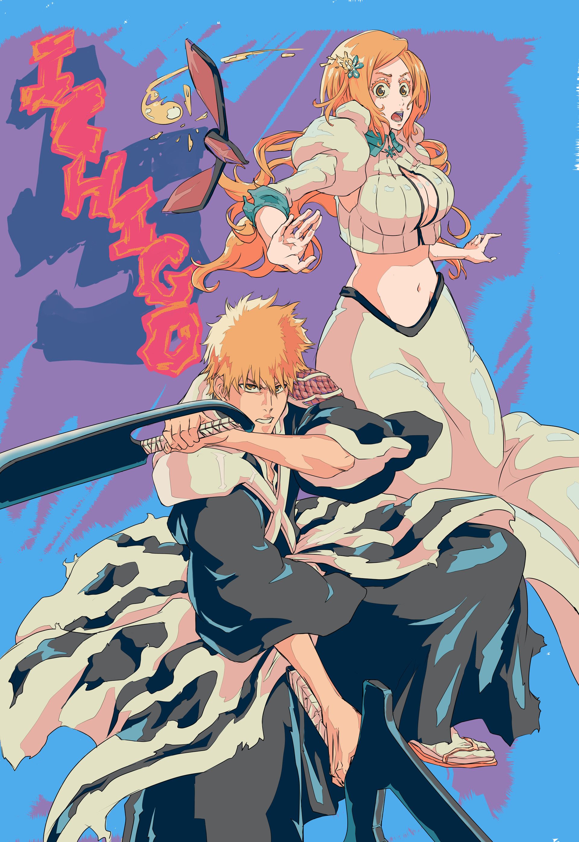 1920x2793 Ichigo Kurosaki and Orihime Inoue