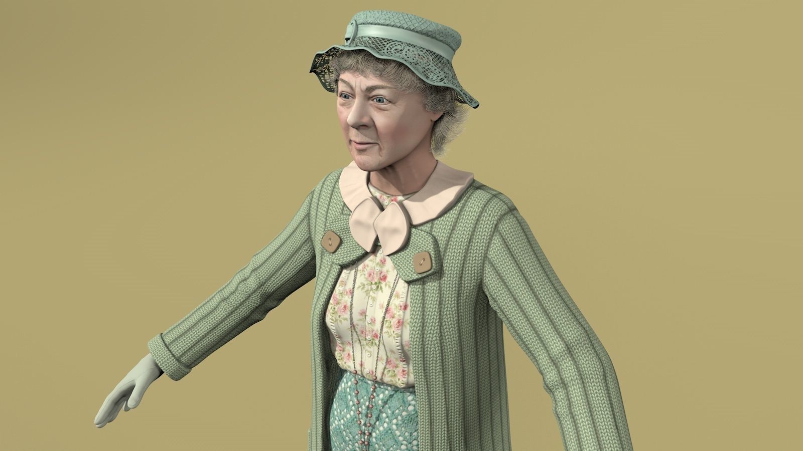 1600x900 Miss Marple 3D model rigged