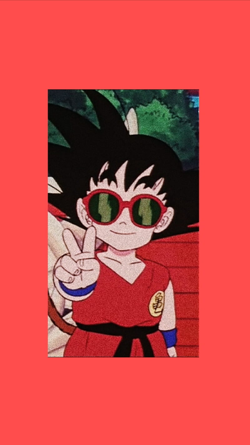 800x1422 Kid goku, aesthetic, dragon ball, glasses, goku, peace, vegeta, HD phone wallpaper