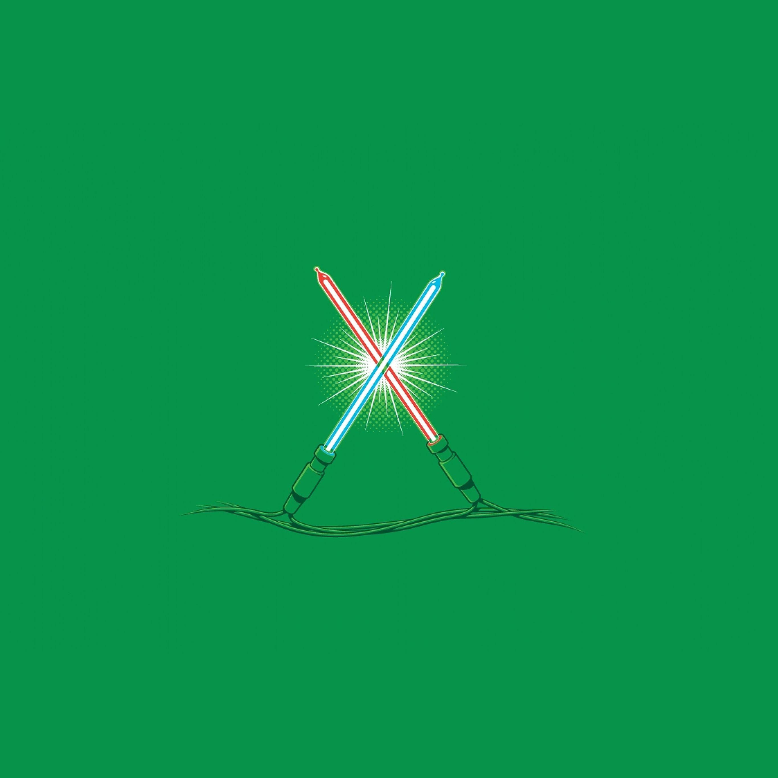 2732x2732 Christmas Lights Illust Minimal Starwars Art Wallpaper