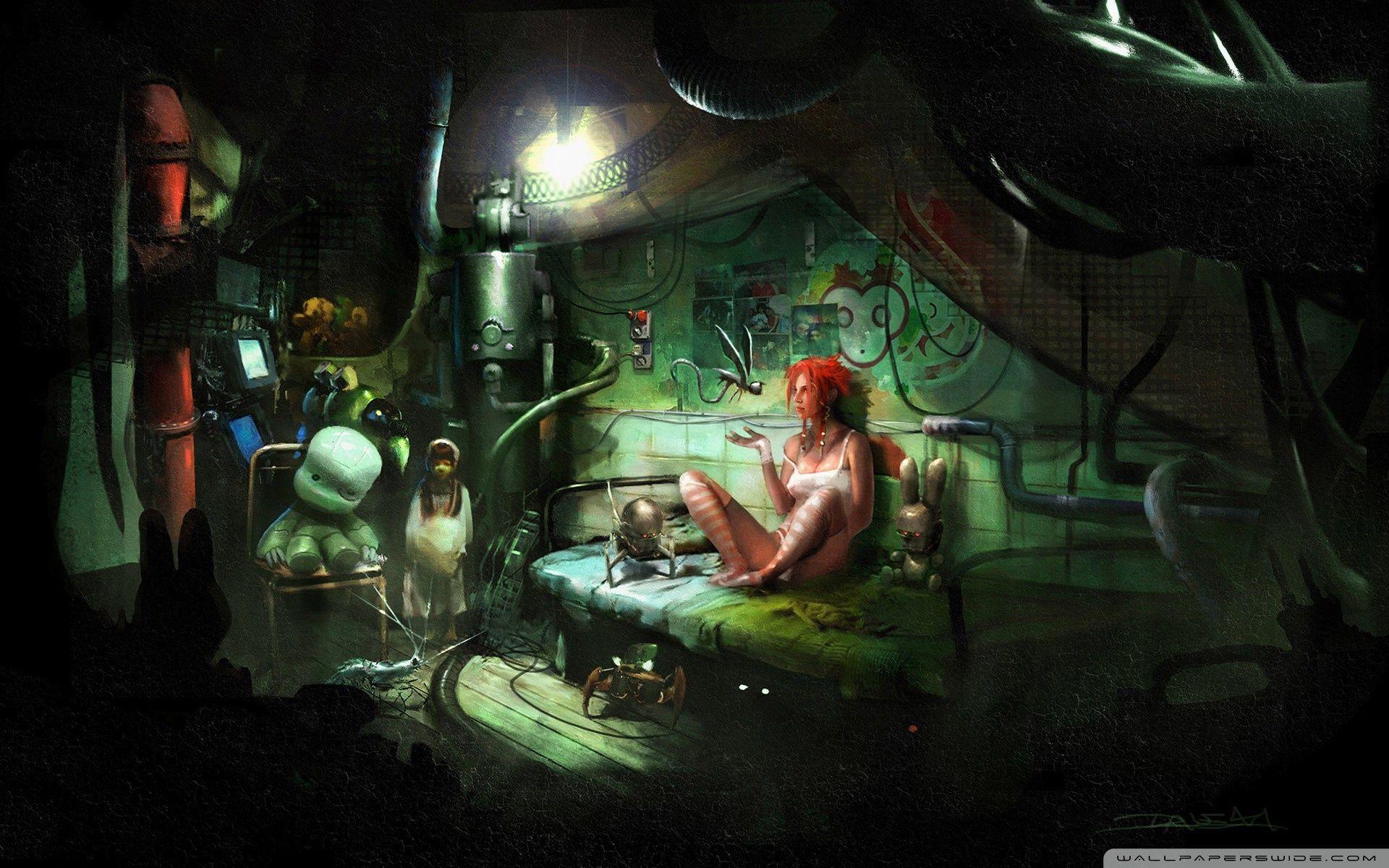 1920x1200 Dark Room Painting Ultra HD Desktop Background Wallpaper for 4K