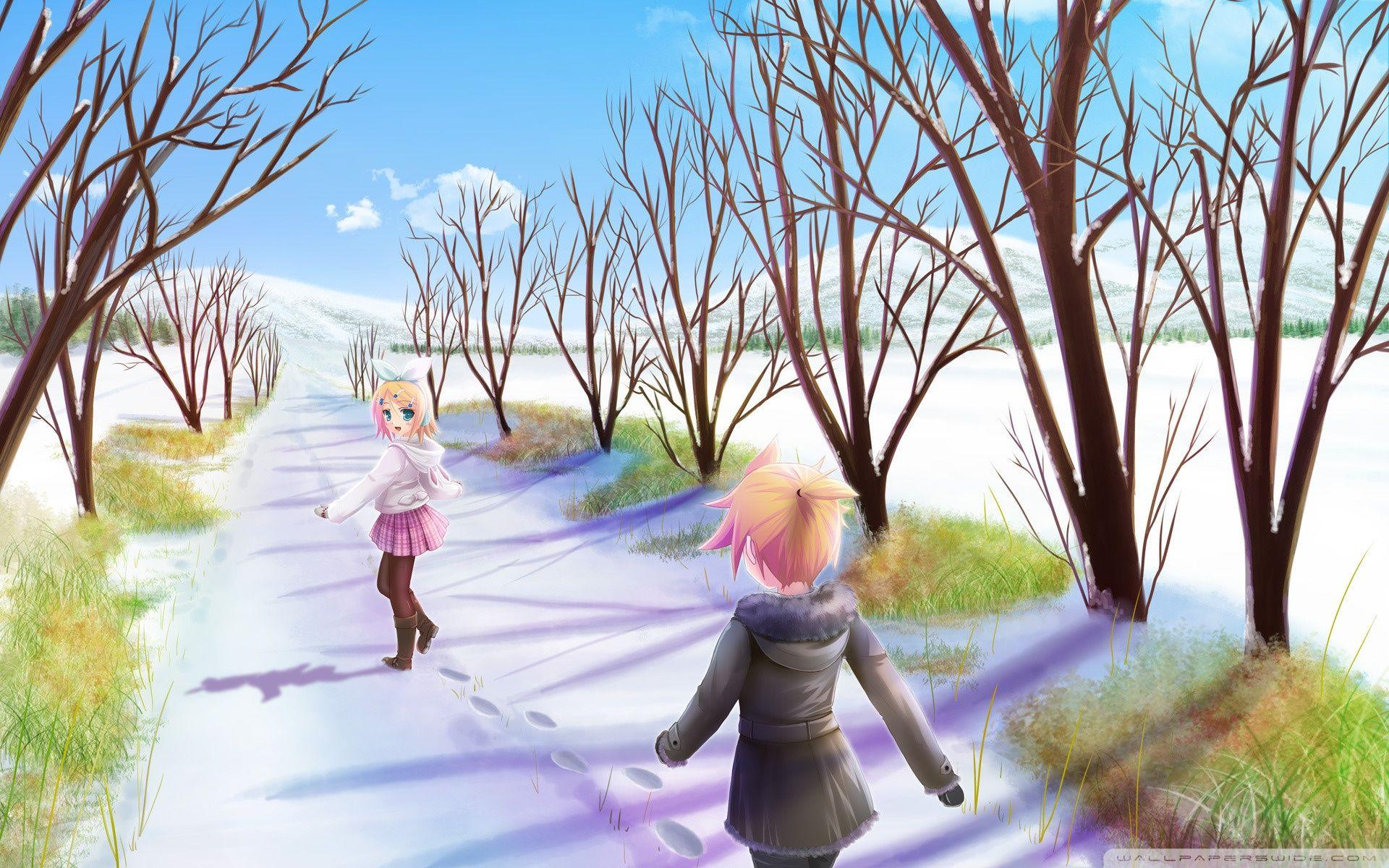 1920x1200 Anime Winter Scene Ultra HD Desktop Background Wallpaper cho 4K