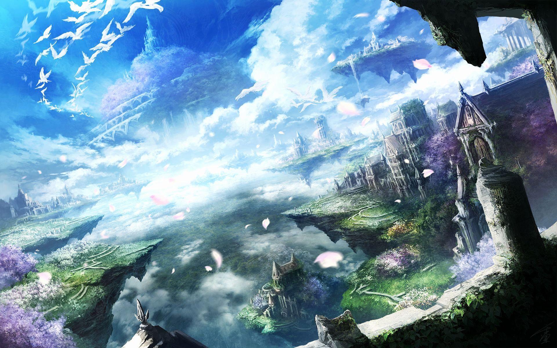 1920x1200 Phong cảnh Anime Sang trọng Phong cảnh Anime Đẹp đẽ Hình nền HD