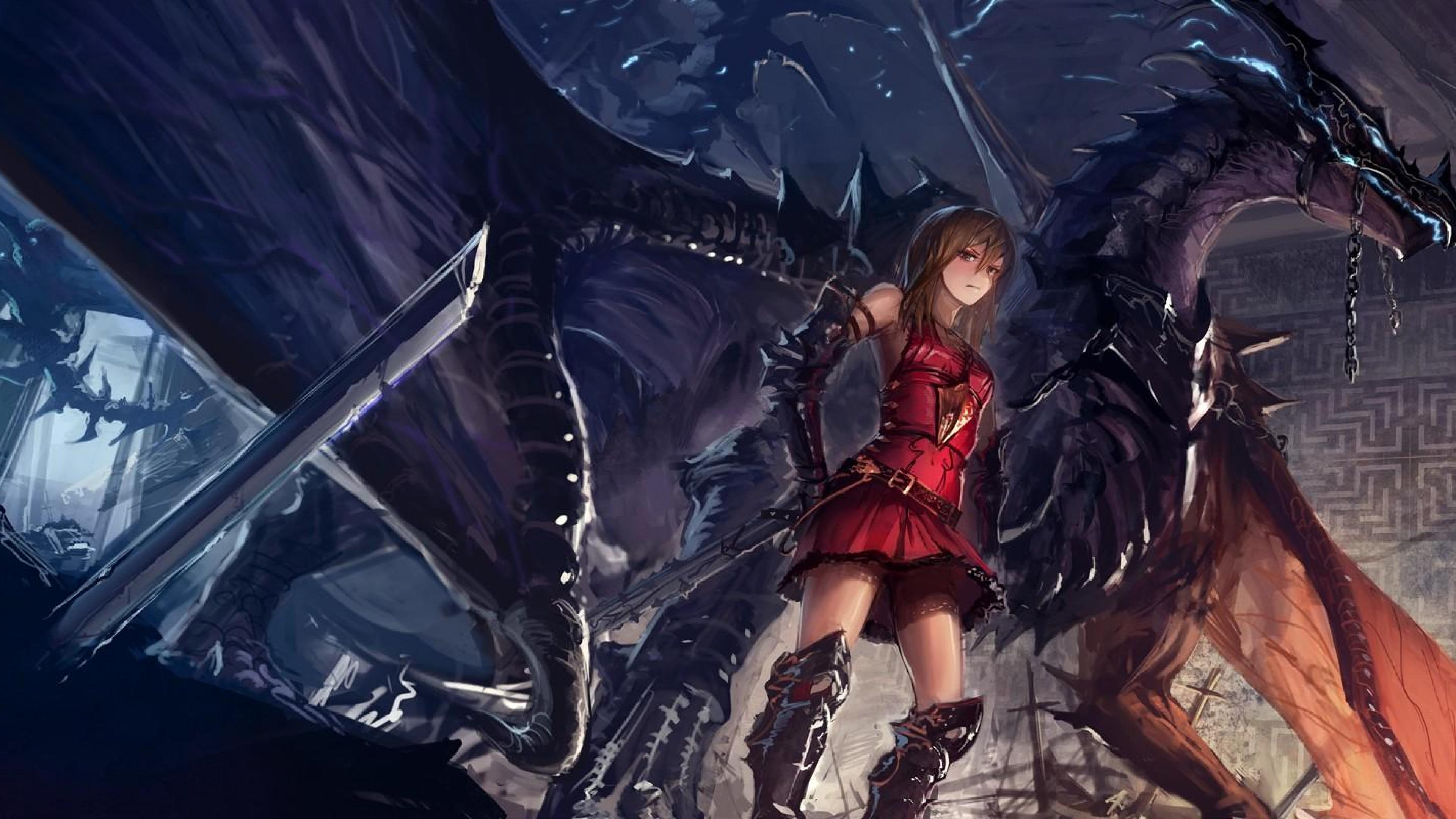 3840x2160 Free download Fantasy art Original characters Anime Dragon HD