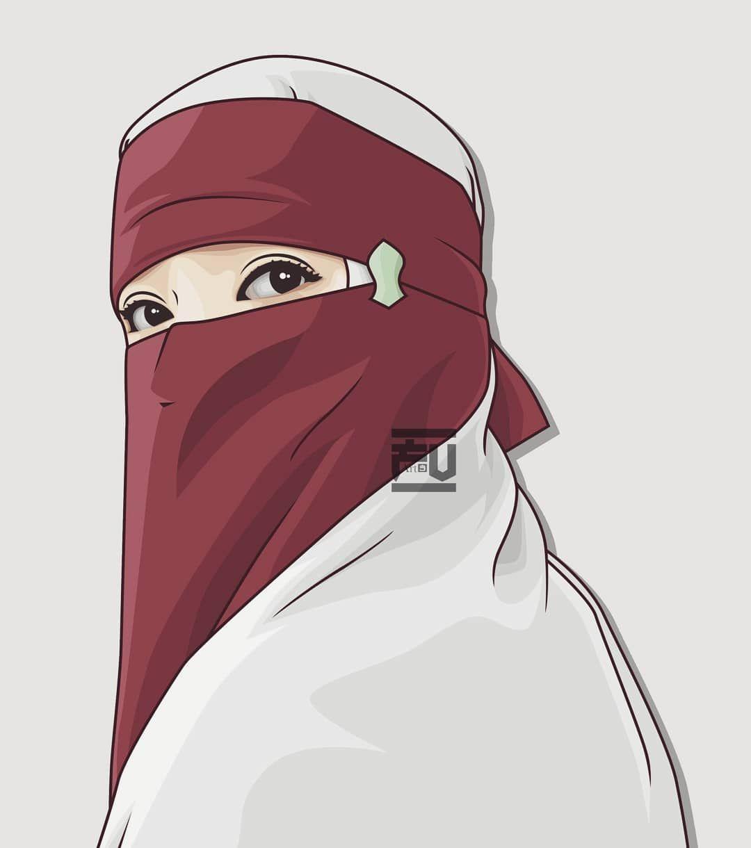 Hình nền vẽ cô gái Hồi giáo 1080x1220