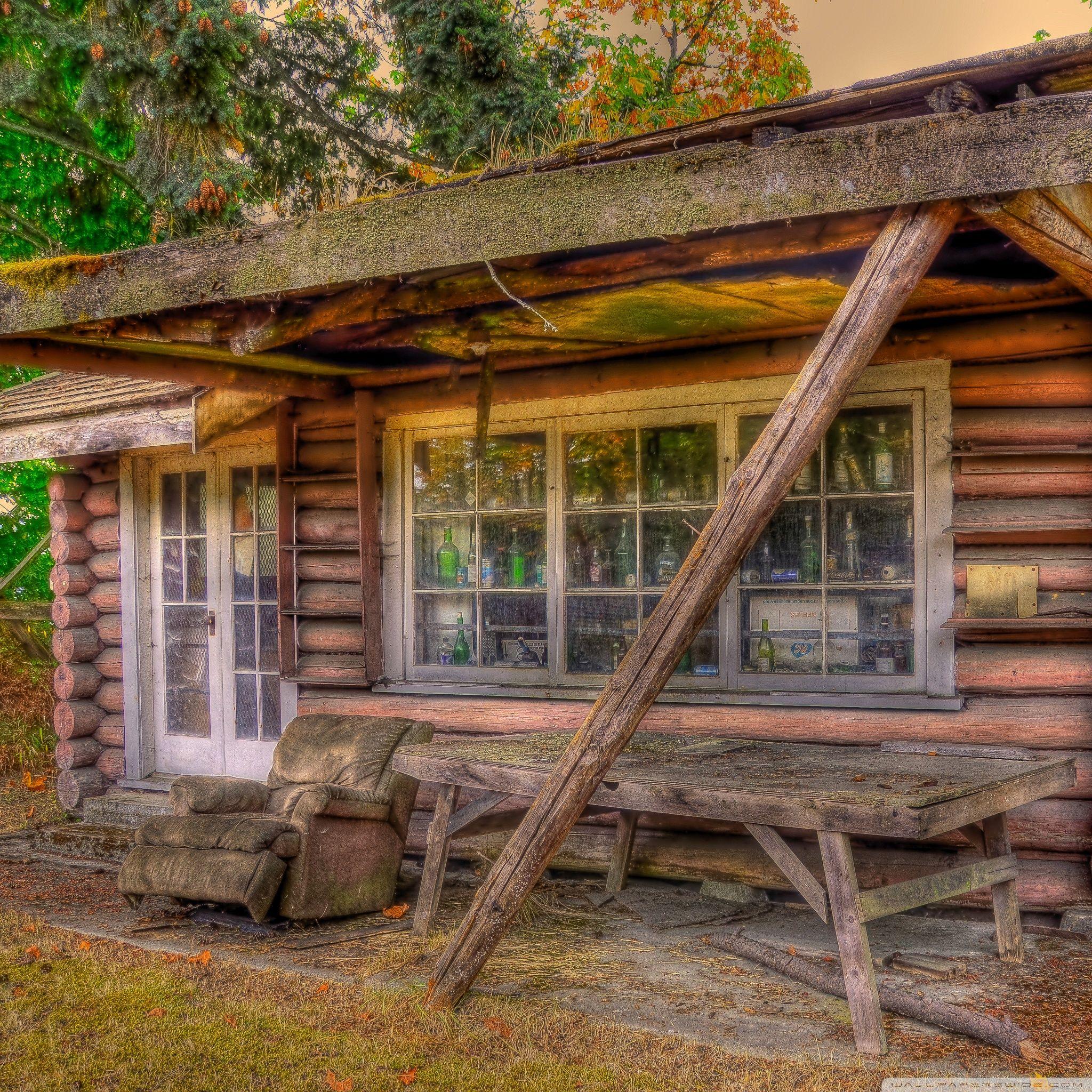 2048x2048 Tiny the Little Log Cabin Ultra HD Desktop Background Wallpaper