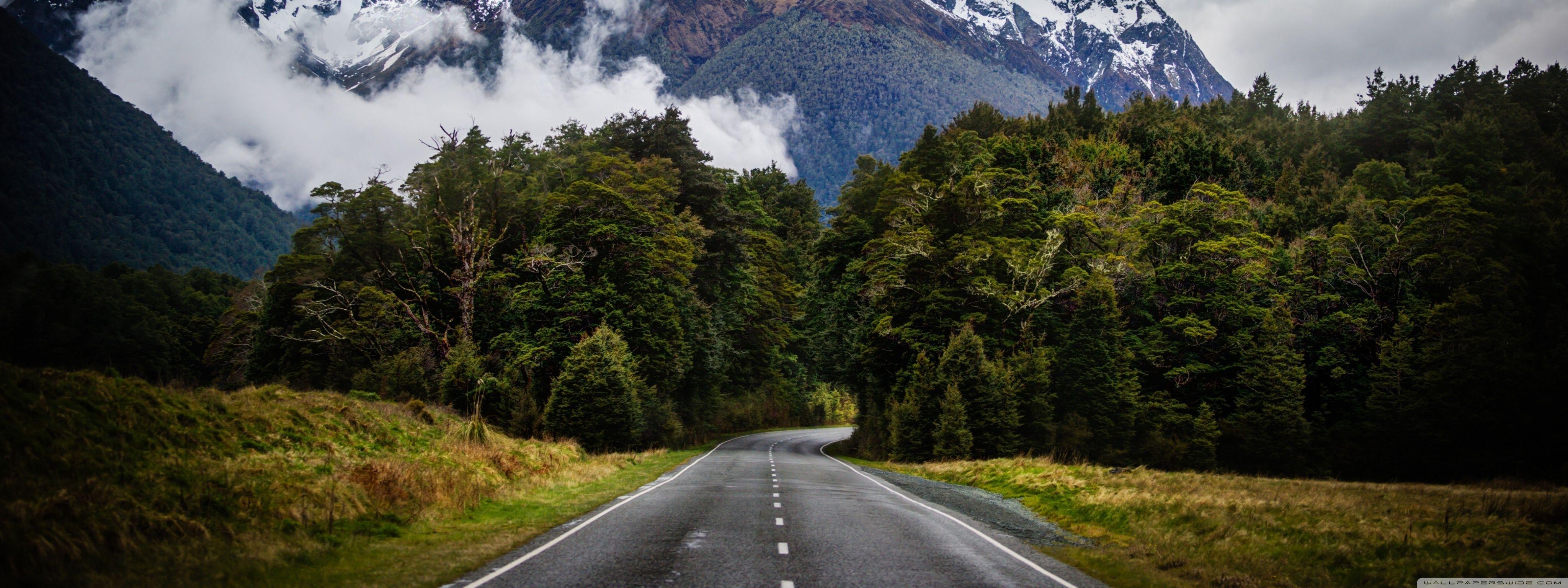 4096x1536 Mountain Road Ultra HD Desktop Background Wallpaper for : Multi Display, Dual Monitor : Tablet