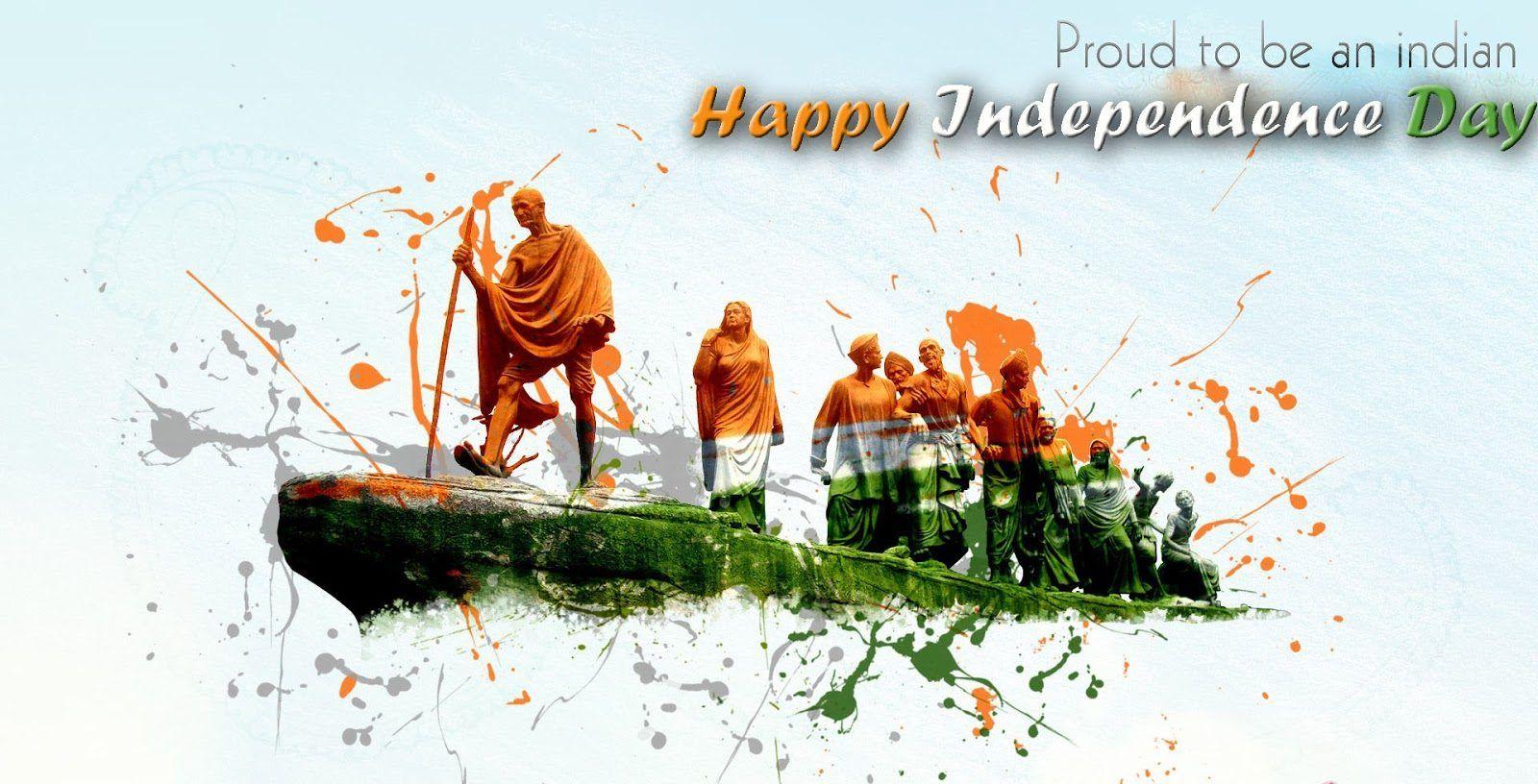1600x816 Happy 72th Independence Day of India HD Wallpaper with Quotes