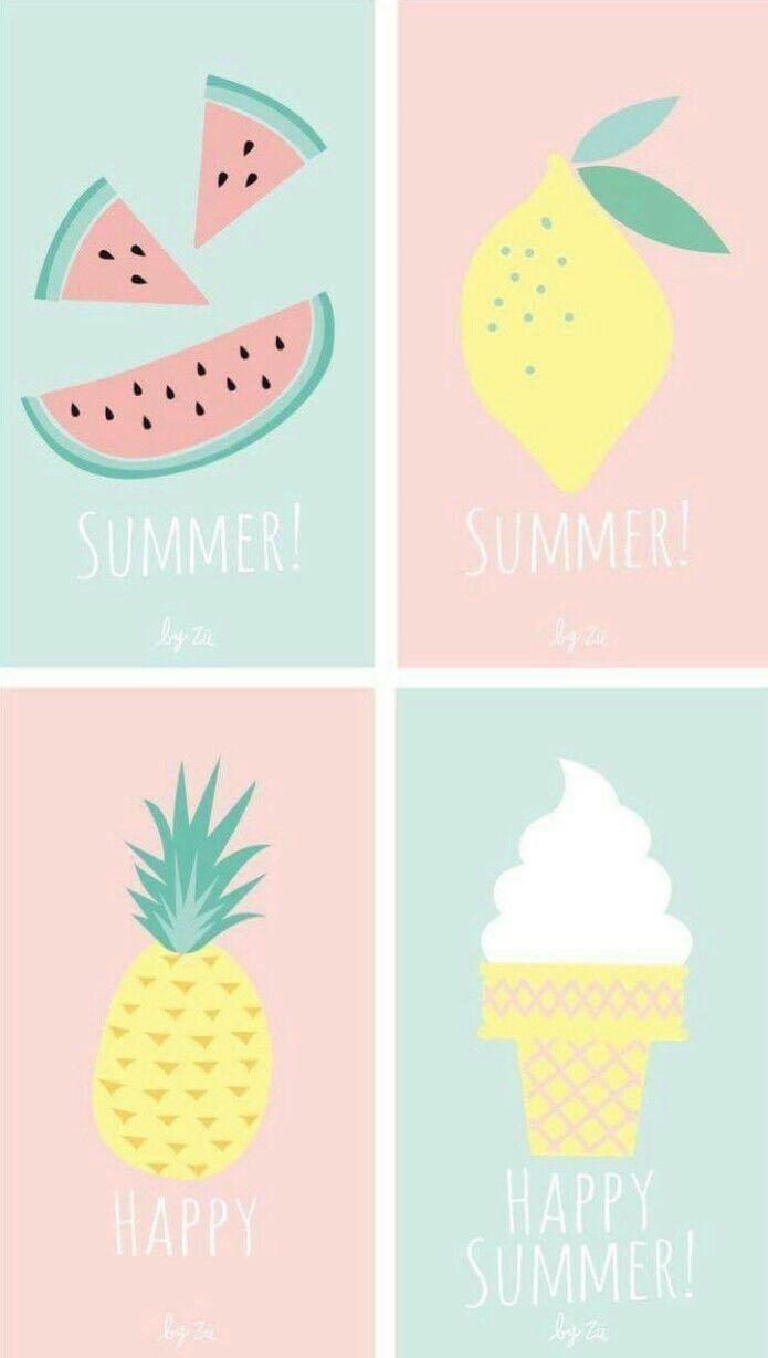 695x1228 Summer graphics / Lemon, pineapple, watermelon, ice cream. Cute