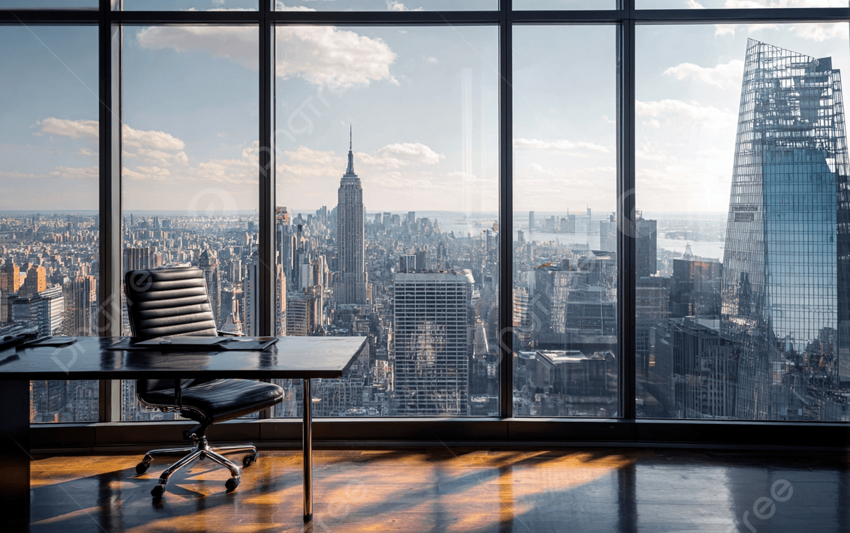 1200x753 Elegant Office Desk With Cityscape View In New York City, Office, Desk, Empty Background Image And Wallpaper for Free Download