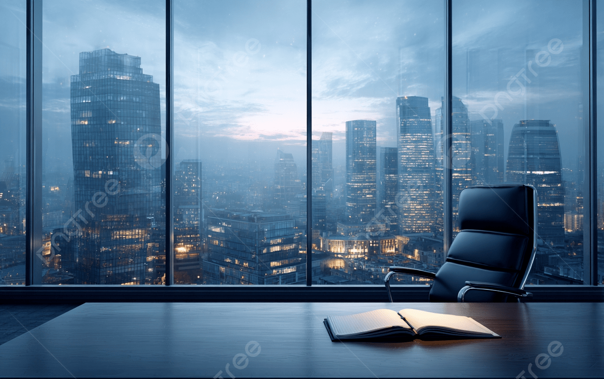 1200x753 Modern Office Desk With City View And Black Leather Chair, Office, Desk, Chair Background Image And Wallpaper for Free Download