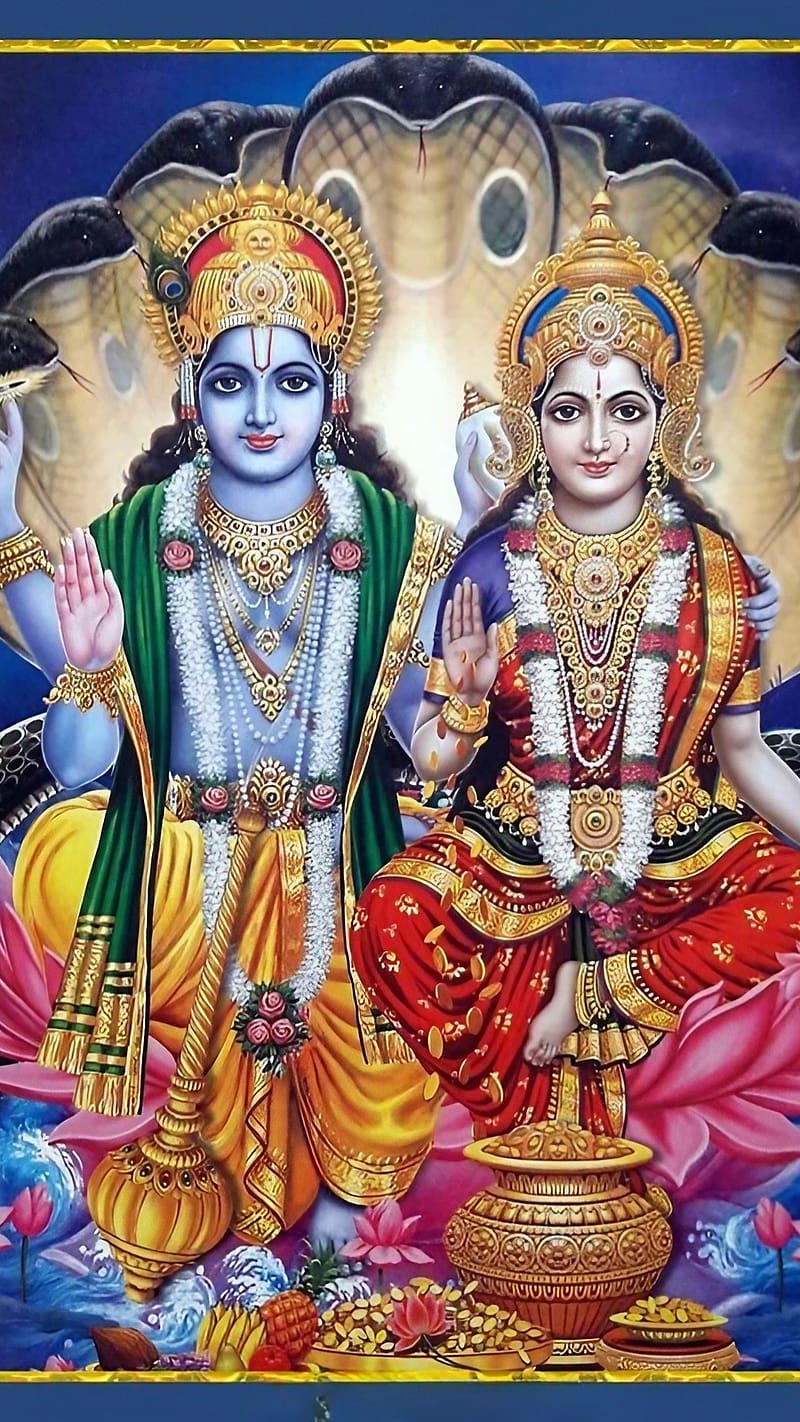 800x1422 Laxmi Narayan, Sitting On Sheshnag, lord vishnu sitting on sheshnag, god, goddess, HD phone wallpaper
