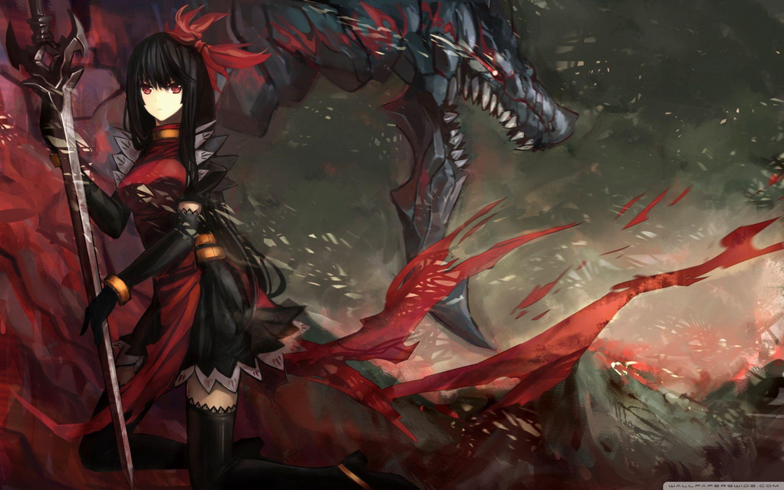 2560x1600 Warrior Fighting A Dragon Ultra HD Desktop Background Wallpaper for 4K UHD TV : Tablet
