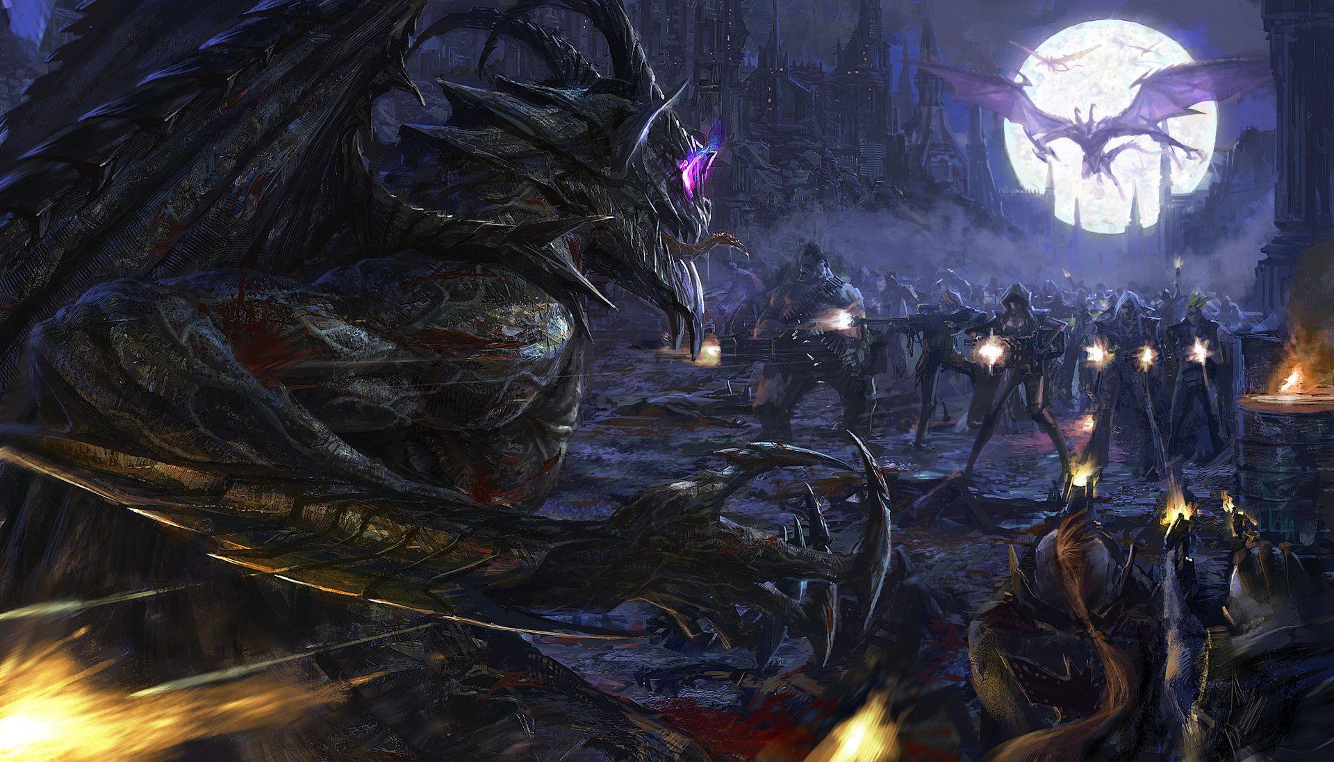 1920x1097 Horror, Fight, Creepy, Monster, Dragon wallpaperx1097