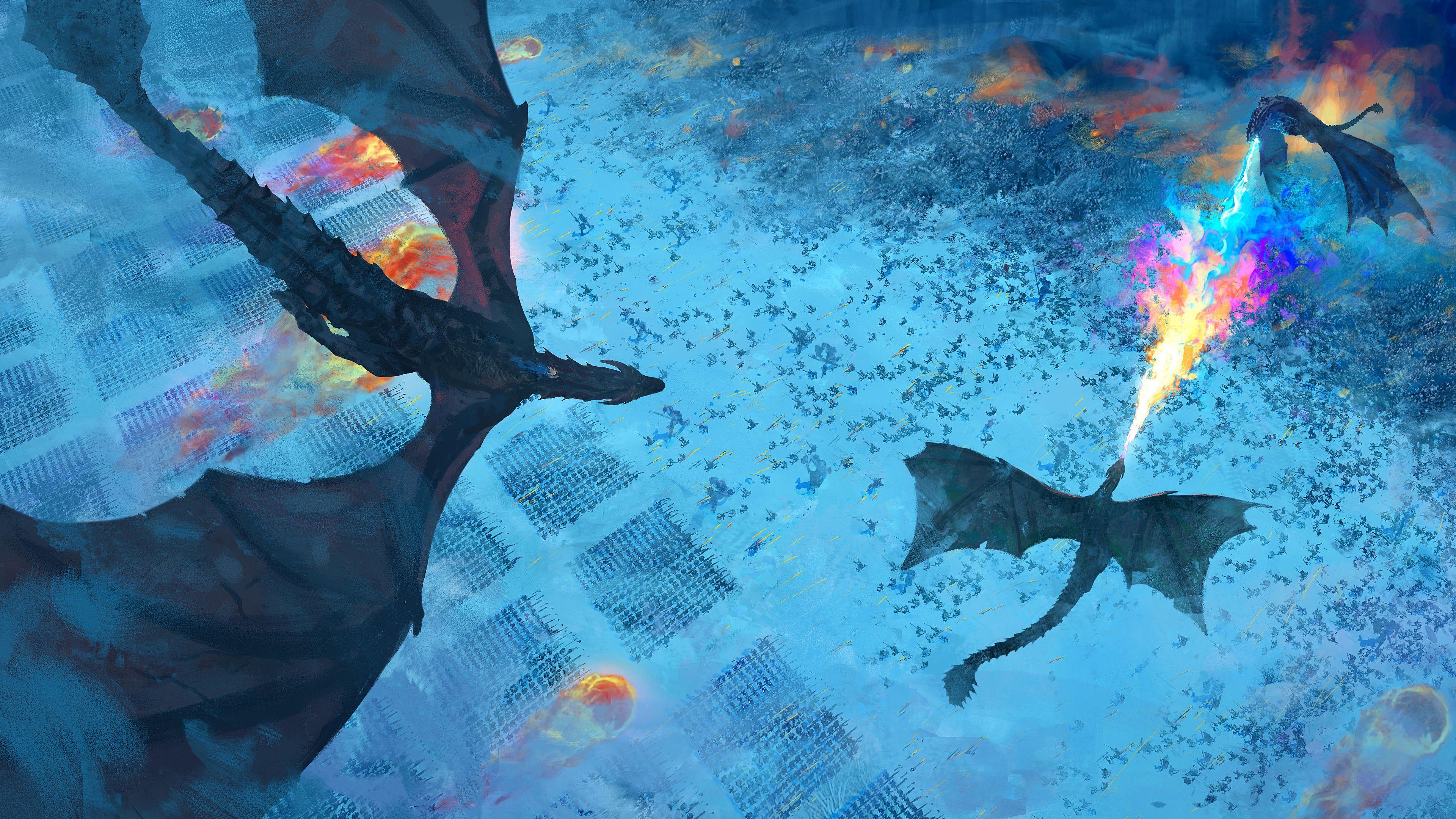 3840x2160 Game of Thrones Dragon Battle Season 8 4K Wallpaper