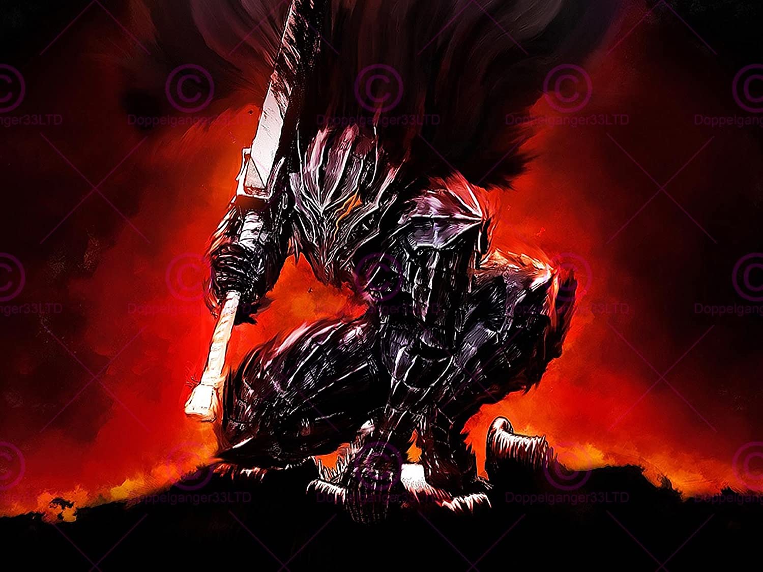 1500x1125 Manga Anime Berserk Guts Armour Armor Sword Canvas Art Print