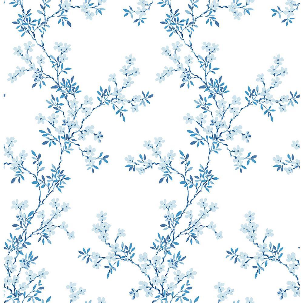 1000x1000 Brewster Claire Blue Floral Trail Wallpaper Sample 2704 22261SAM