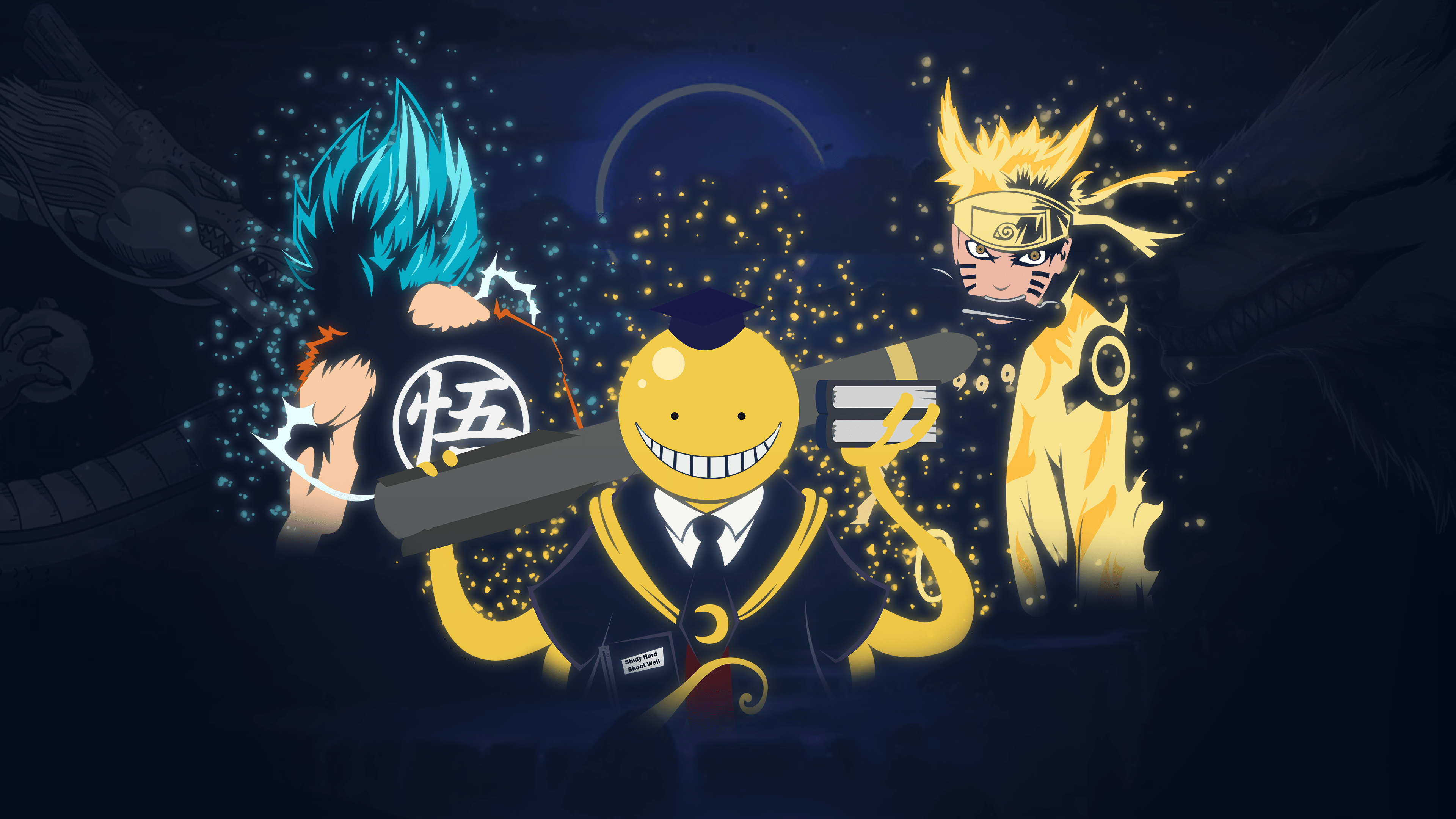 3840x2160 Goku (Dragon Ball) Naruto And Koro Sensei (Assassination Classroom) [3840x2160]
