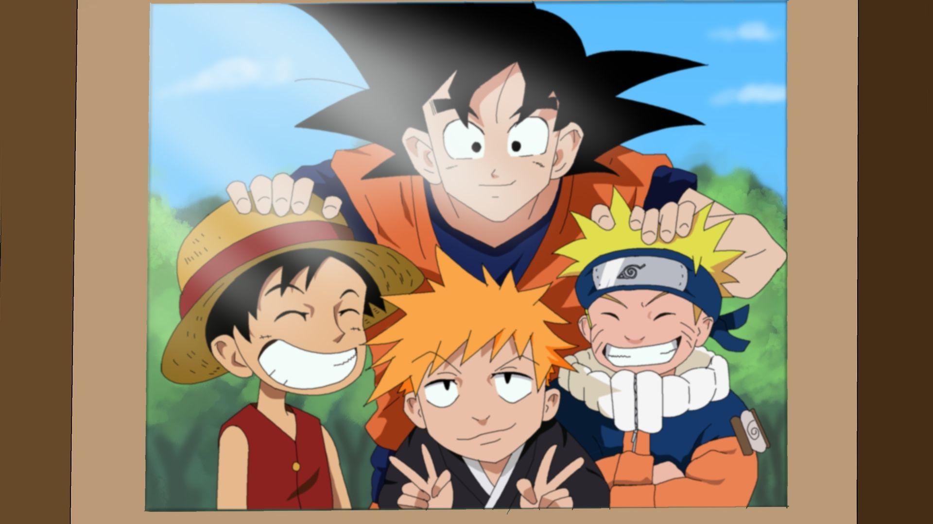 1920x1080 Free download Naruto Goku Luffy and Ichigo Coloring