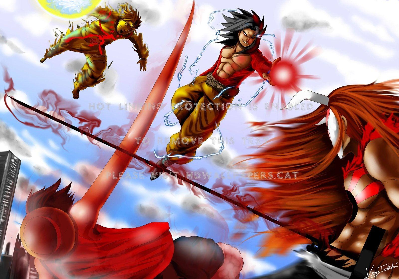 1600x1118 goku naruto luffy ichigo kurosaki monkey d
