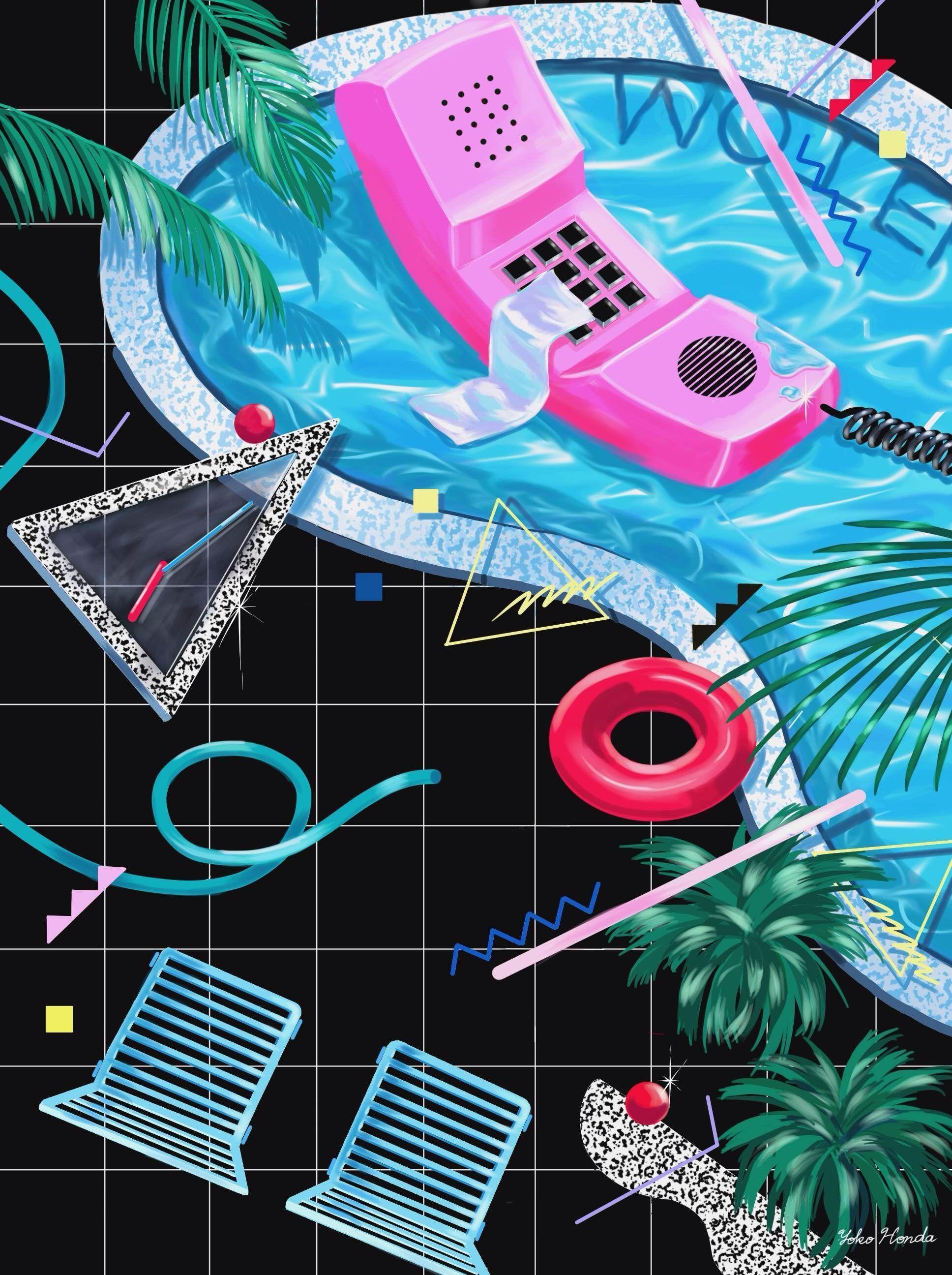 1936x2592 Japanese Vaporwave Illustrations of 80's Americana. Vaporwave, Vaporwave art, 80s design