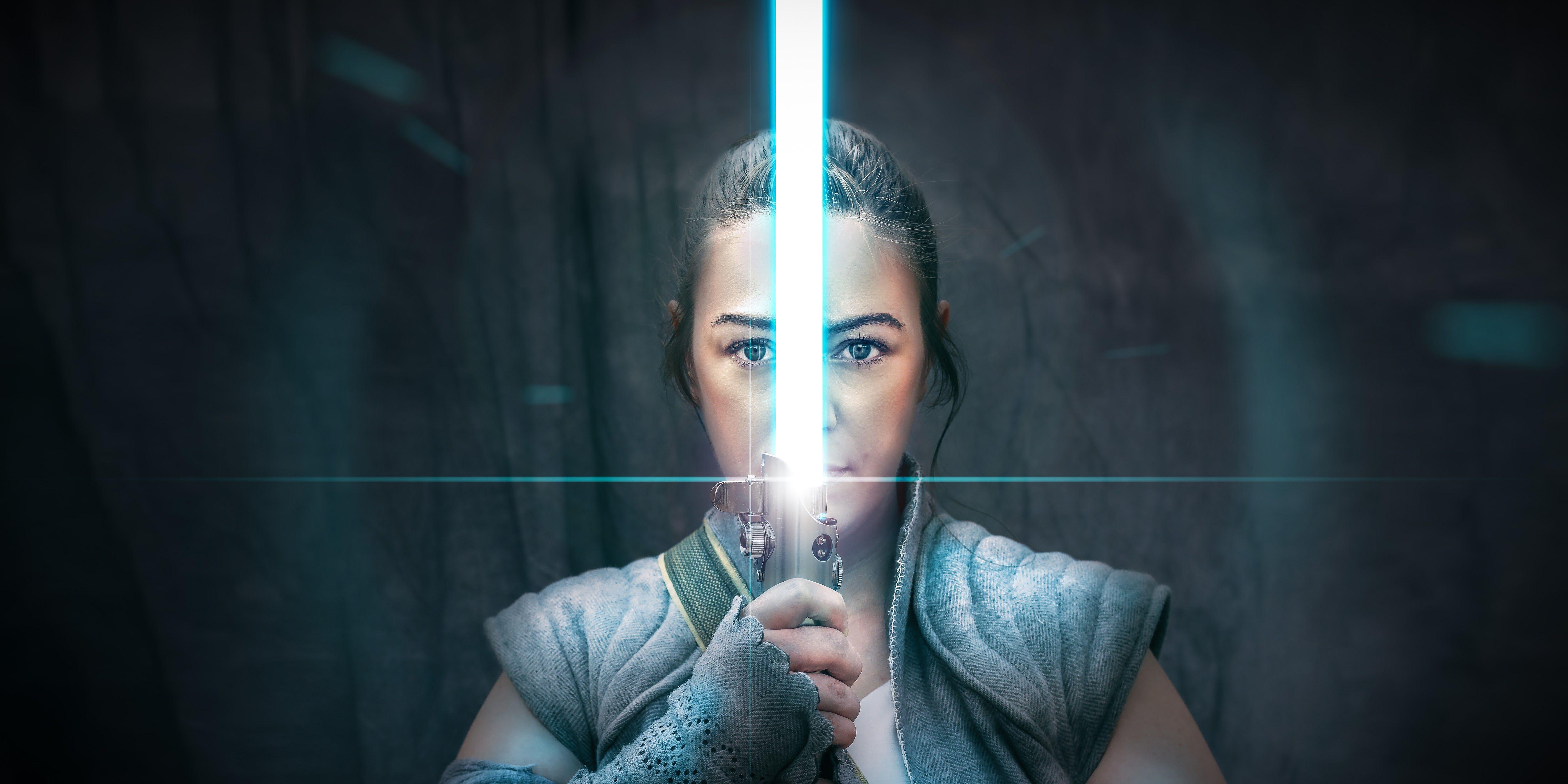 5656x2828 The Weapon Of A Jedi Knight Rey Cosplay, HD Movies, 4k Wallpaper