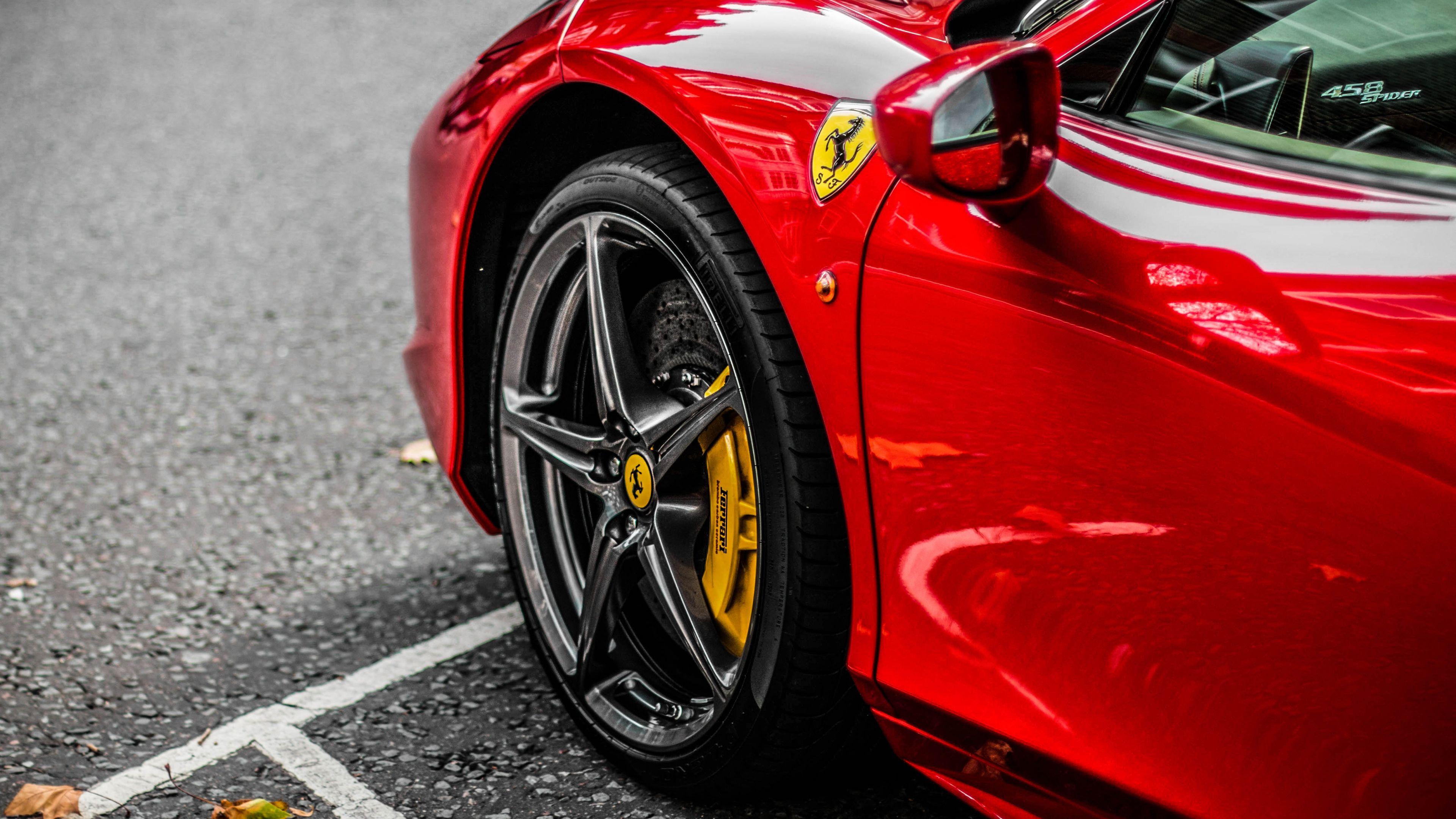 3840x2160 Download 3840x2160 wallpaper red supercar, ferrari, wheel, 4k, uhd