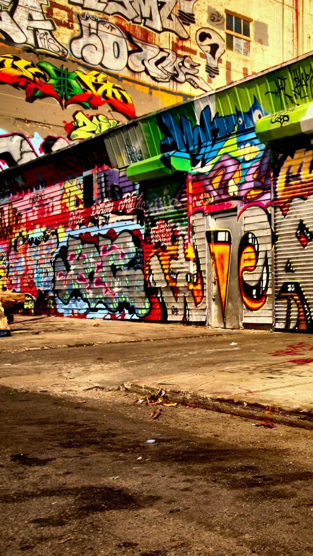 1080x1920 Colorful Graffiti City Alley Street Art Android Wallpaper free download