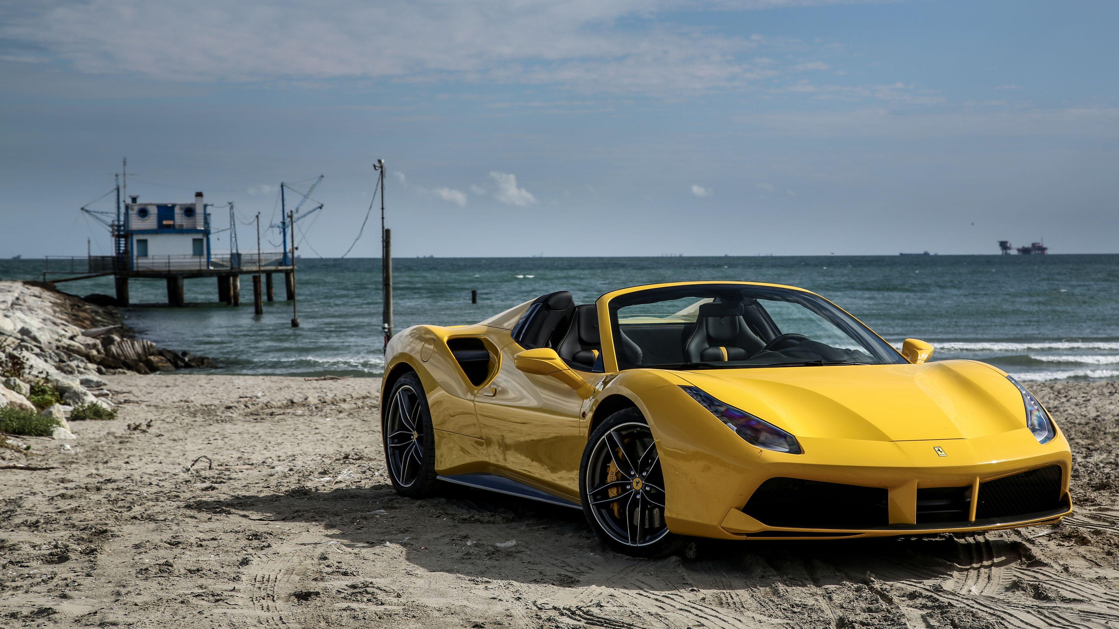 3840x2160 Download wallpaper 3840x2160 ferrari, spider, yellow, side