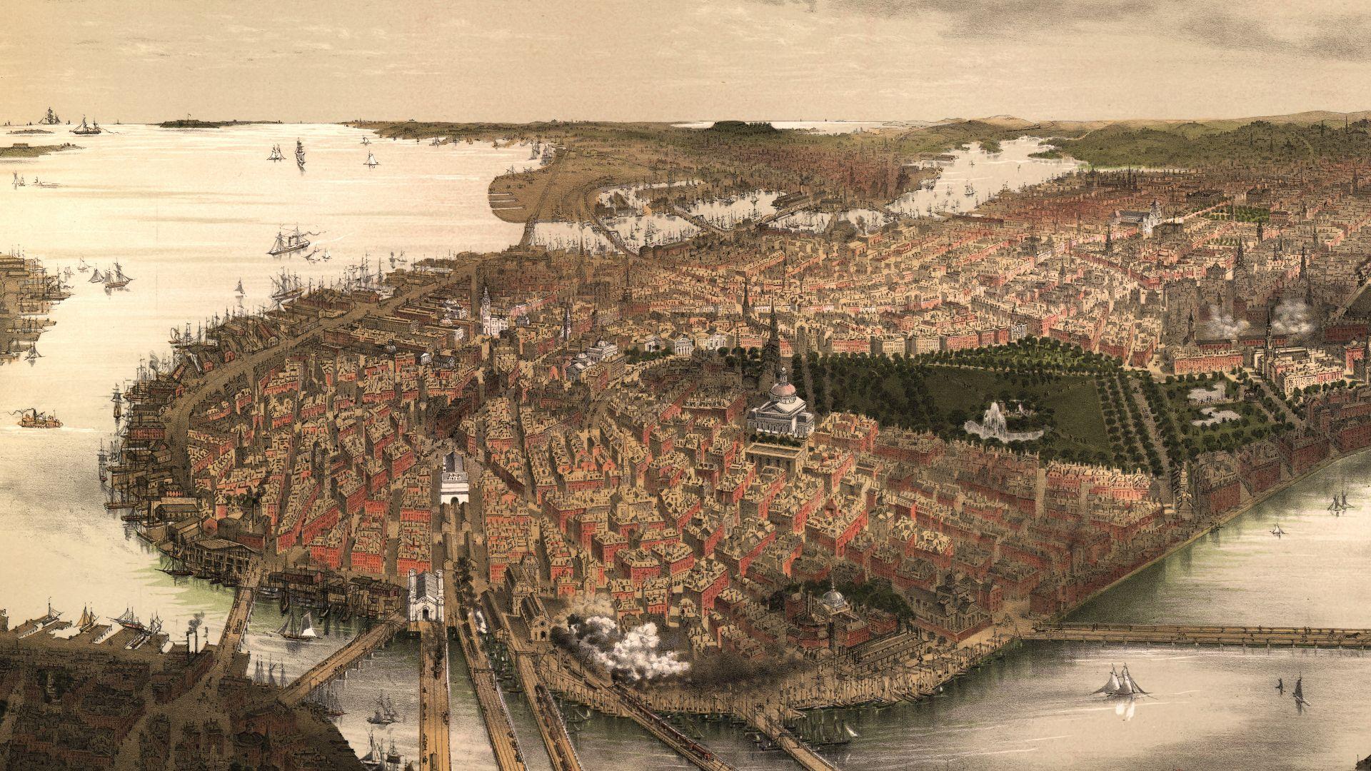 1920x1080 Bird's Eye View Boston HD Wallpaper. Background Image