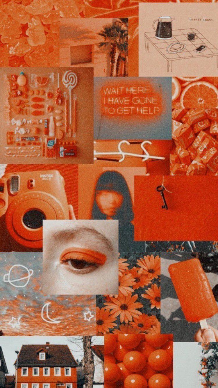 750x1334 Aesthetic White Orange Wallpaper