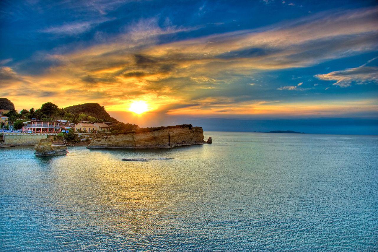 1280x853 Wallpaper Greece Corfu island Sea Nature Sky sunrise and sunset