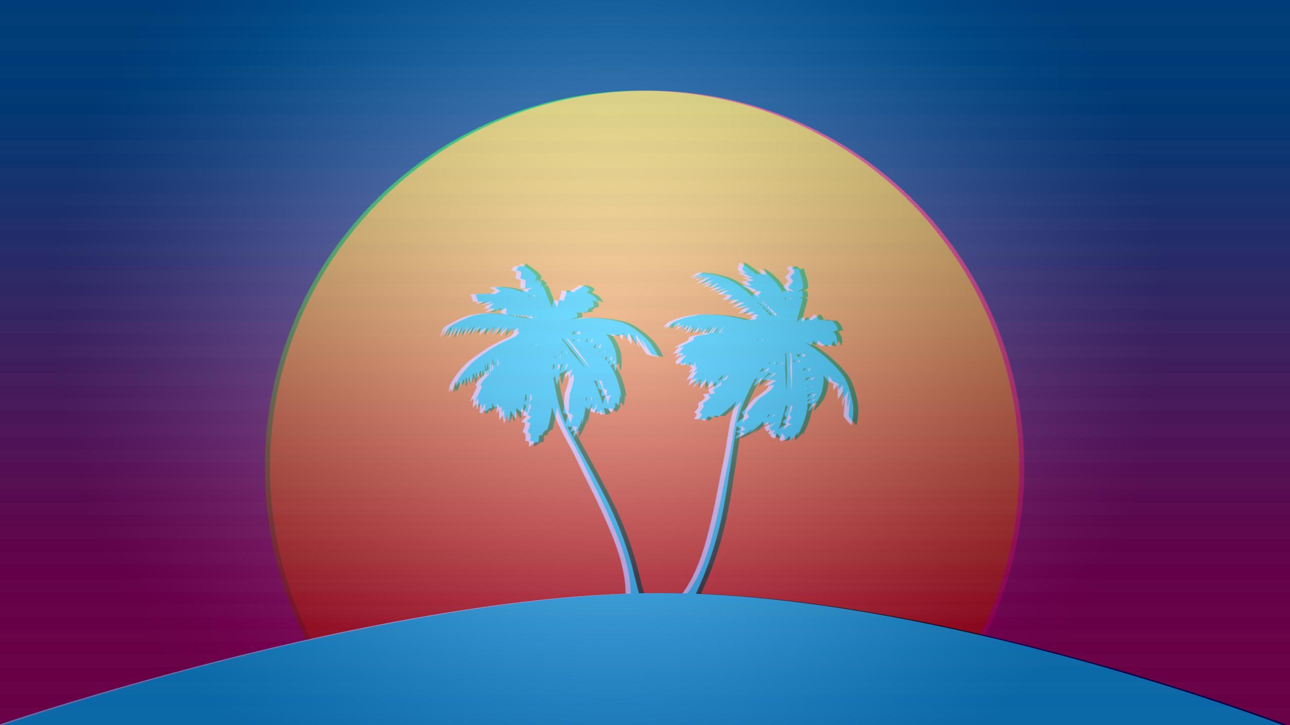 2560x1440 OutRun Sunset Wallpaper