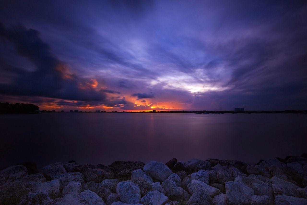1280x853 Desktop Wallpaper Miami Sea Nature Sky Sunrises and sunsets stone