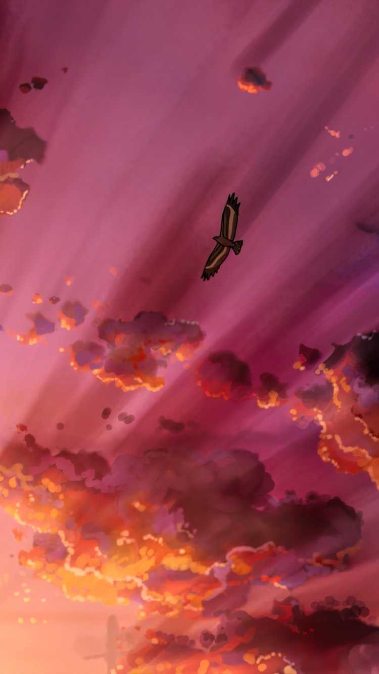 750x1334 Anime Bird Sky Scenery 8K HD Wallpaper (750x1334)