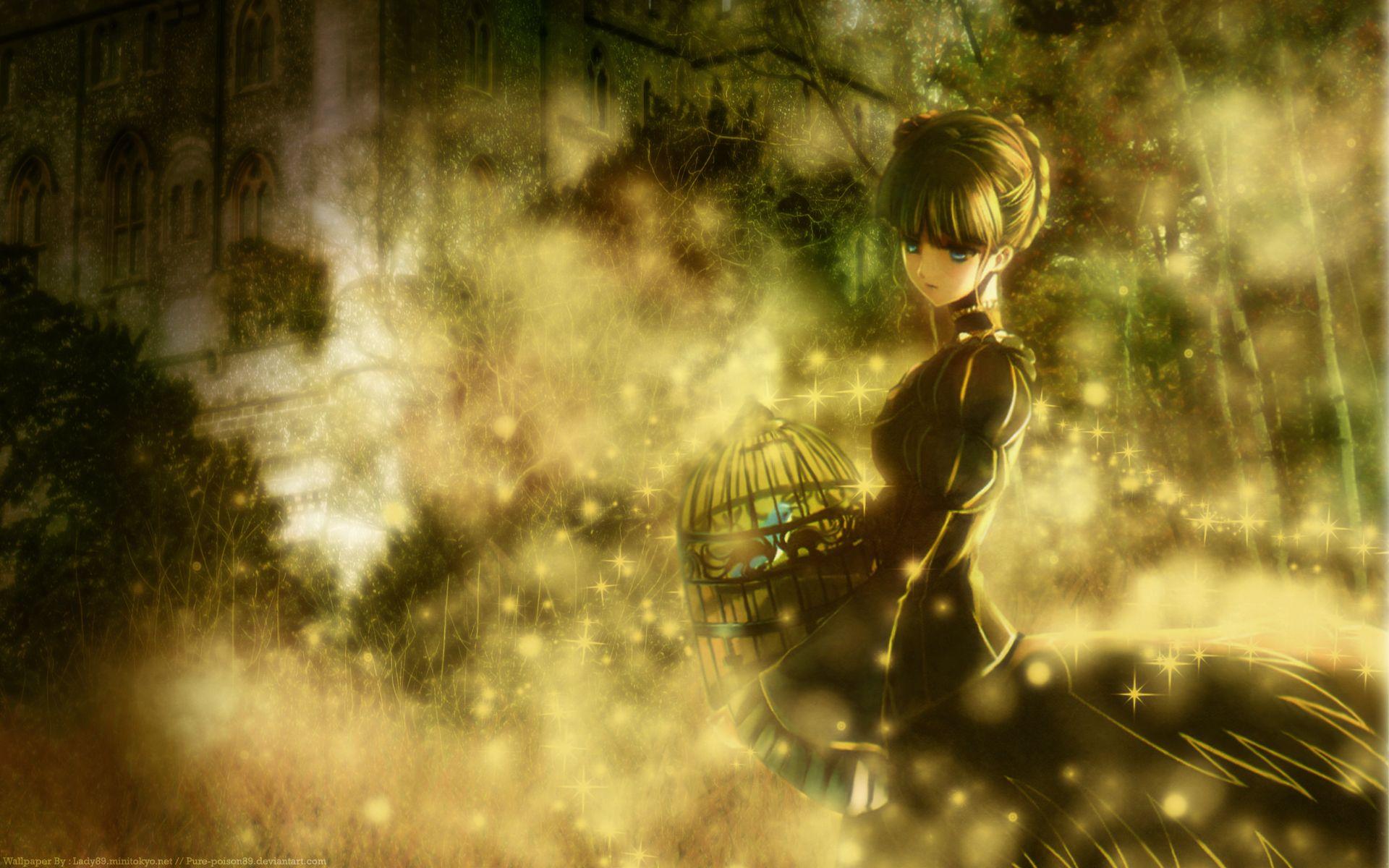 1920x1200 Girl with a cage for birds Desktop wallpaper 1680x1050