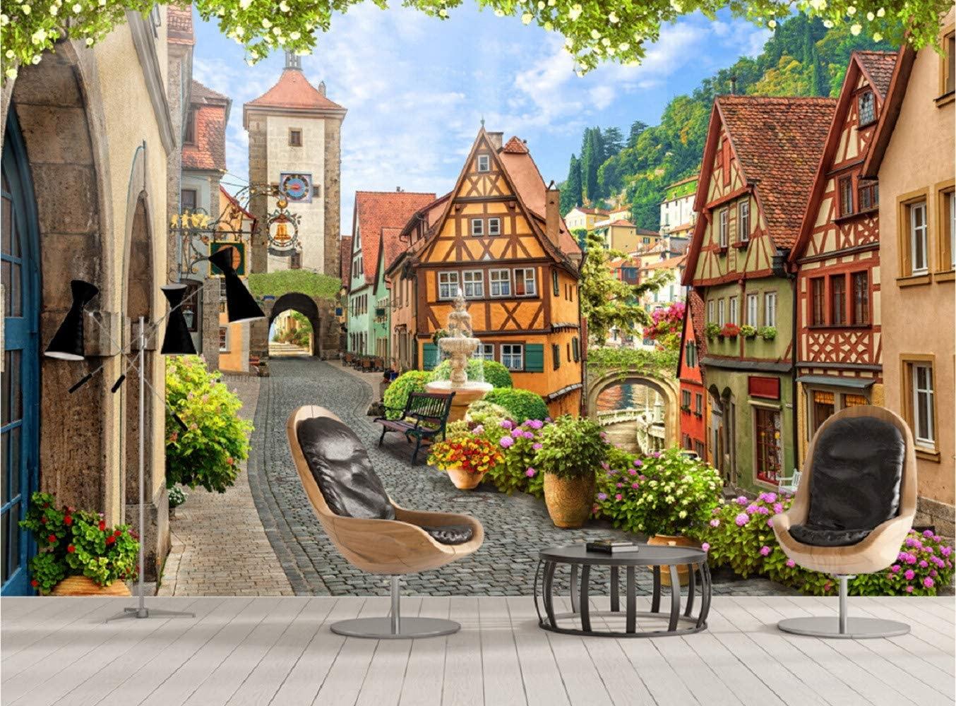 1354x1000 Wall Mural 3D Wallpaper Town Street Scenery Italy Modern Wall